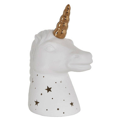 Orsina Unicorn Ceramic Night Light – Gold Horn Kids Nursery Lamp