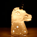 Orsina Unicorn Ceramic Night Light – Gold Horn Kids Nursery Lamp