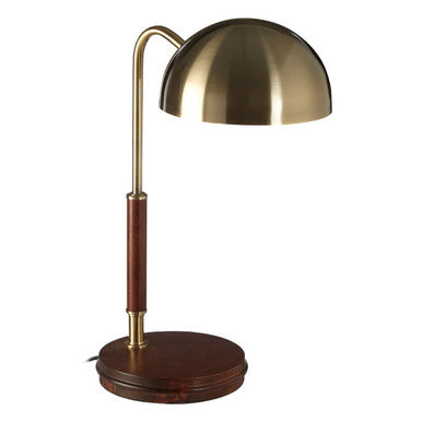 Orsina Sydnee Antique Brass Task Lamp with Wood Base - Desk Light