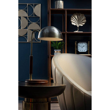 Orsina Sydnee Antique Brass Task Lamp with Wood Base - Desk Light