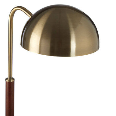 Orsina Sydnee Antique Brass Task Lamp with Wood Base - Desk Light