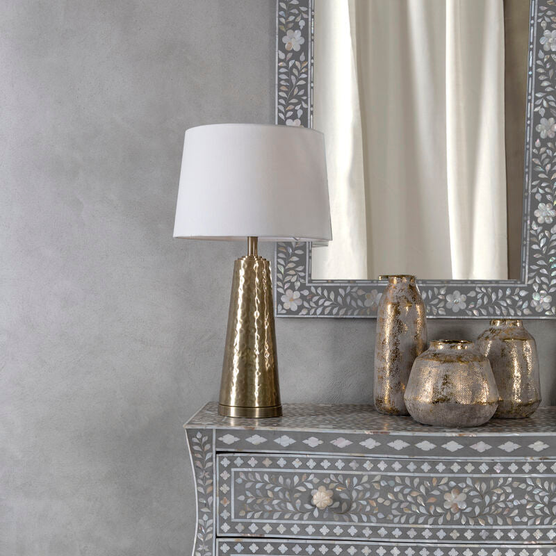Orsina Spiridon Antique Brass Table Lamp with Textured Conical Base