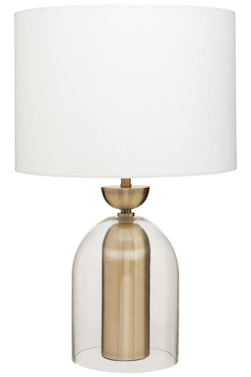 Orsina Sellis Table Lamp – Clear Glass & Antique Brass Metal