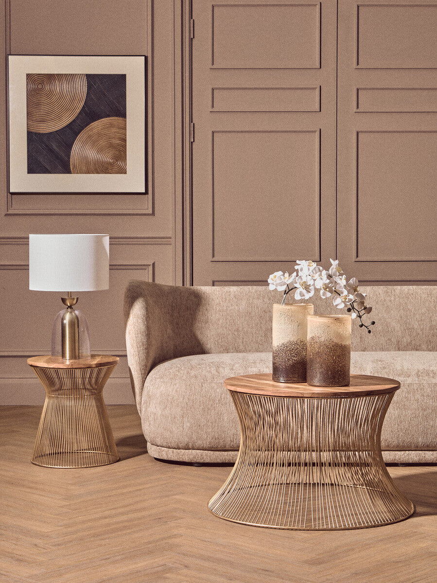 Orsina Sellis Table Lamp – Clear Glass & Antique Brass Metal