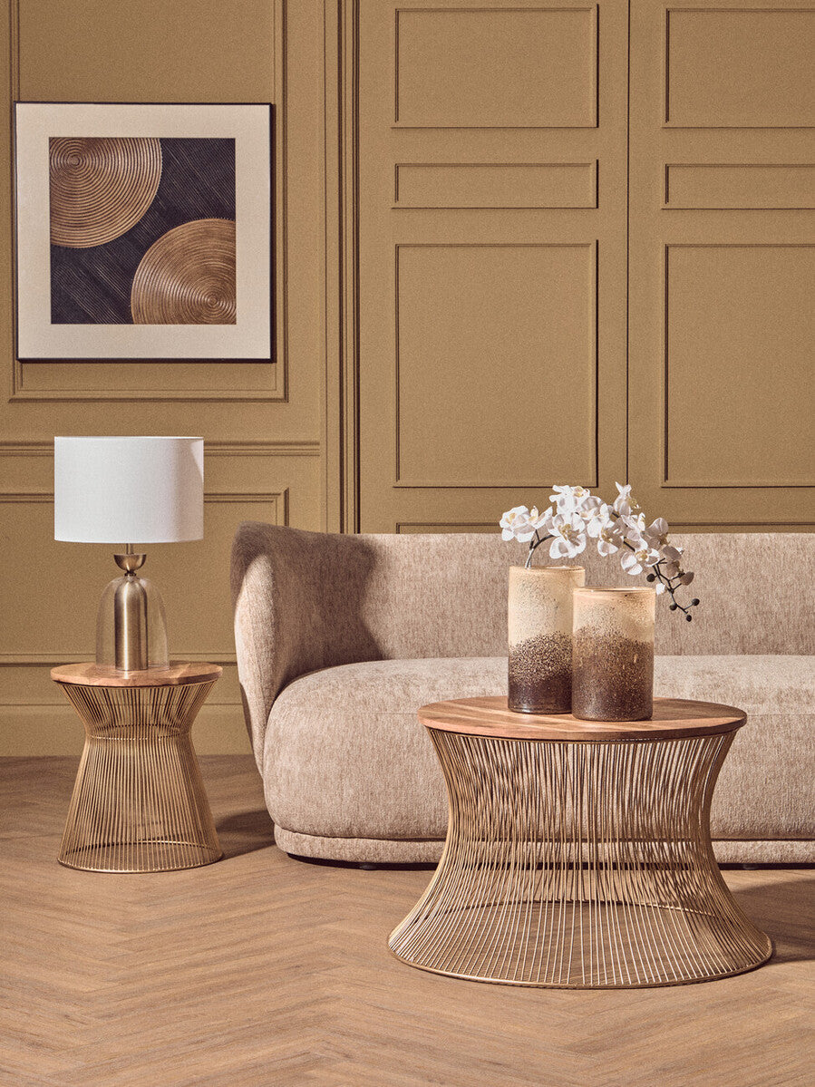 Orsina Sellis Table Lamp – Clear Glass & Antique Brass Metal