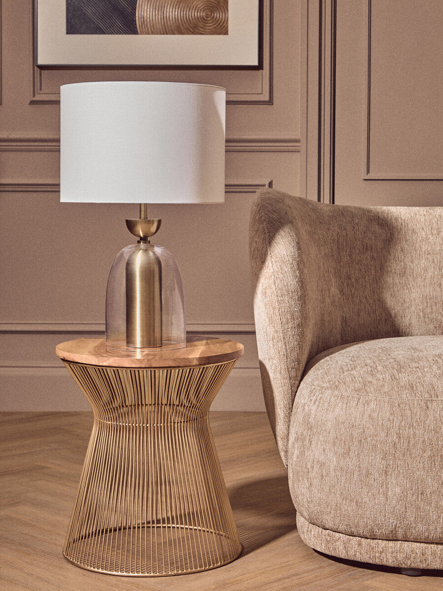 Orsina Sellis Table Lamp – Clear Glass & Antique Brass Metal