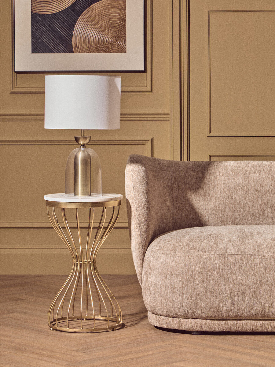 Orsina Sellis Table Lamp – Clear Glass & Antique Brass Metal