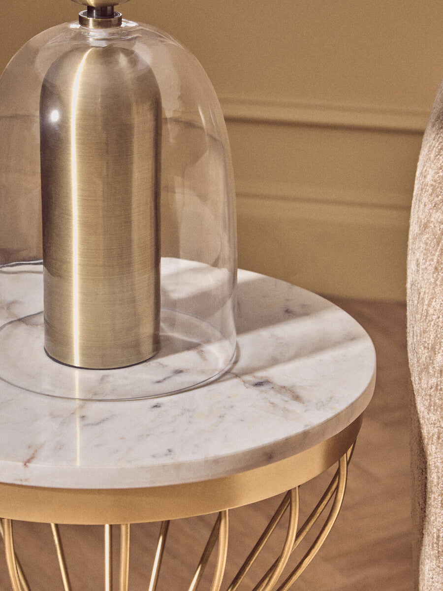 Orsina Sellis Table Lamp – Clear Glass & Antique Brass Metal