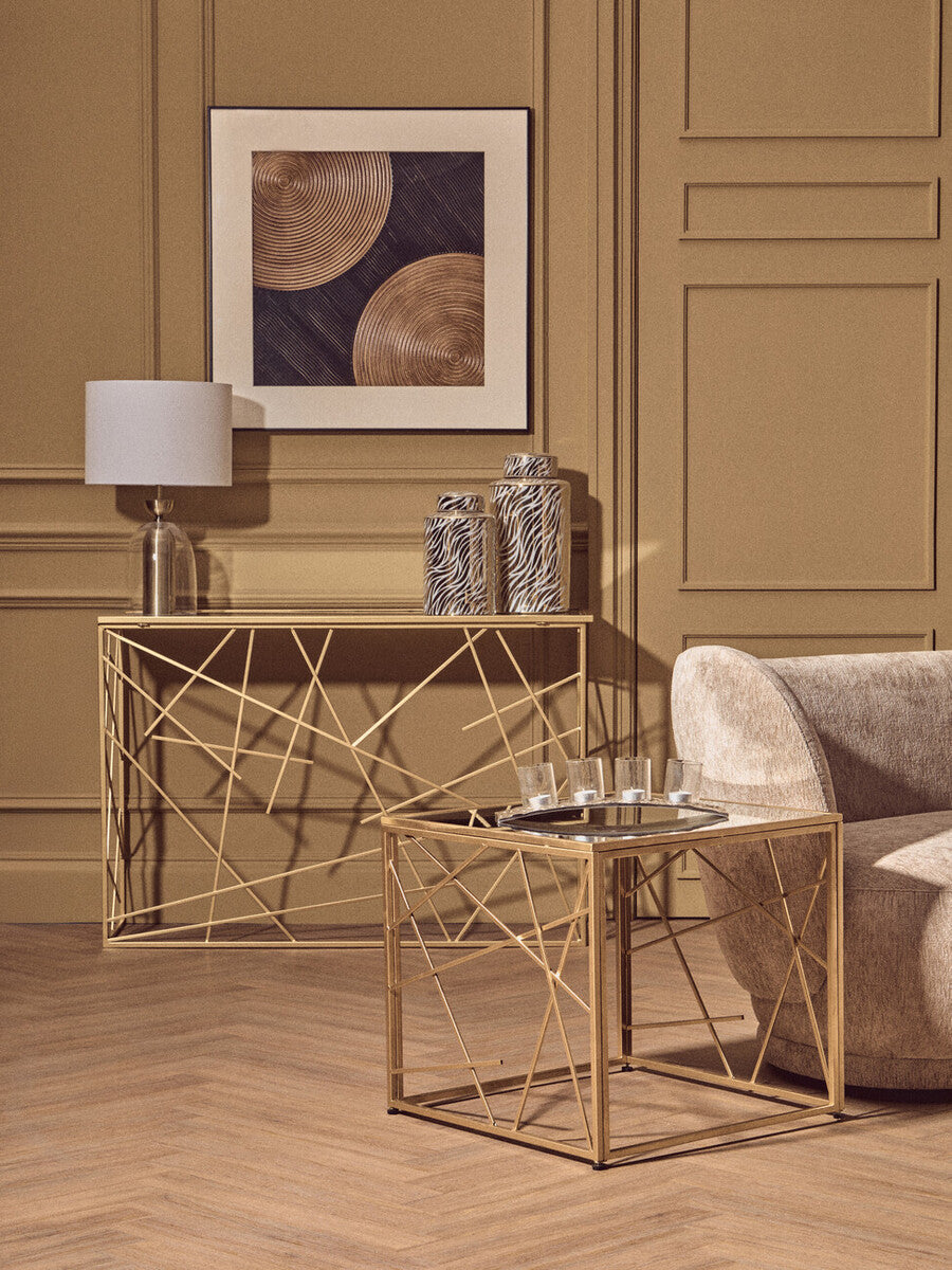 Orsina Sellis Table Lamp – Clear Glass & Antique Brass Metal