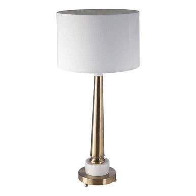 Orsina Sakida Classic Table Lamp | Linen Shade & Brushed Conical Base