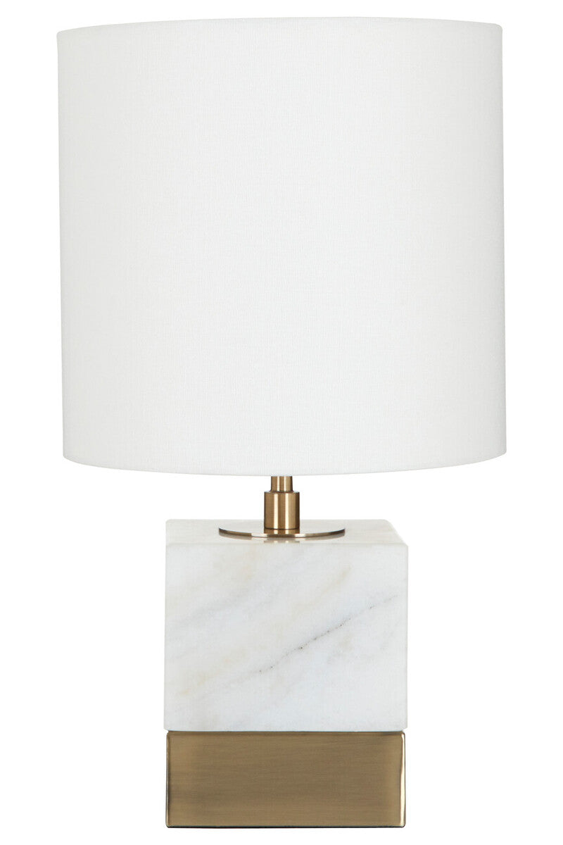 Orsina Sorado White Marble Accent Lamp | Brass Detail Table Light