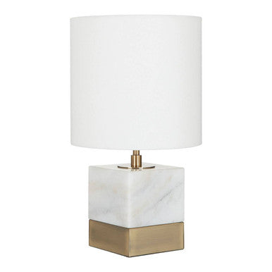 Orsina Sorado White Marble Accent Lamp | Brass Detail Table Light