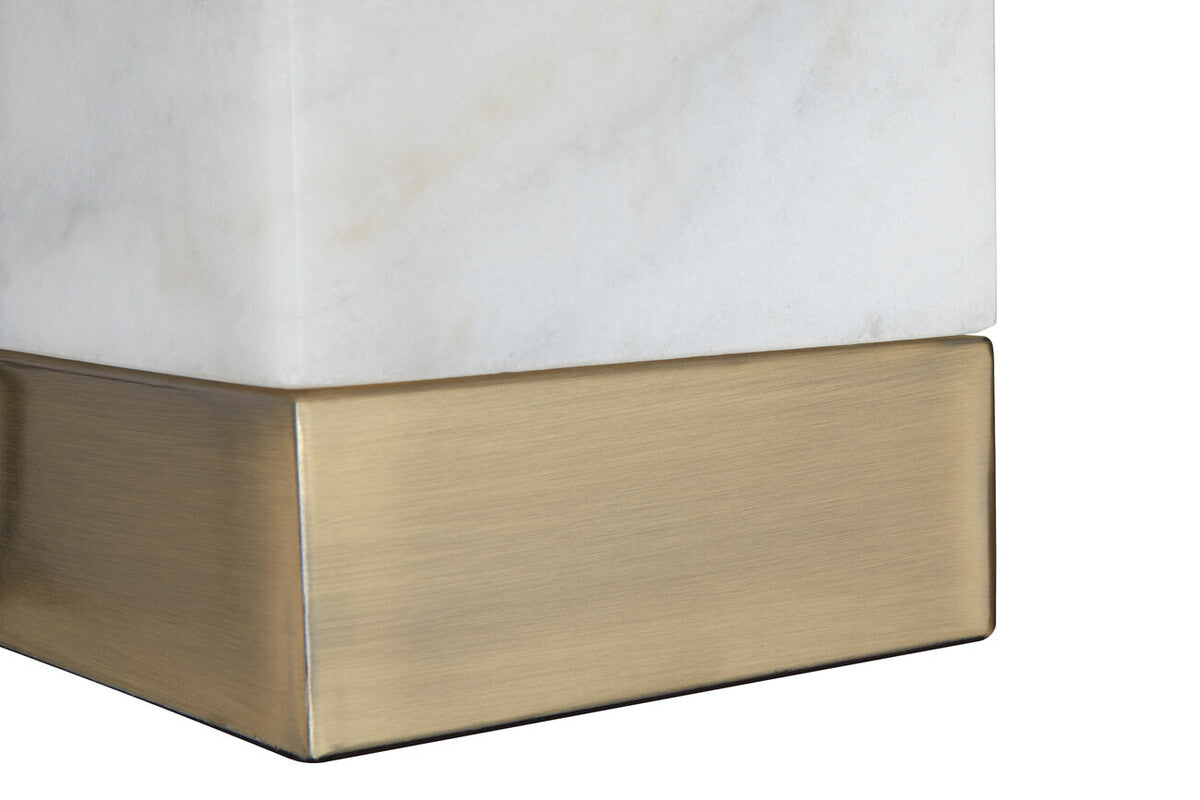 Orsina Sorado White Marble Accent Lamp | Brass Detail Table Light