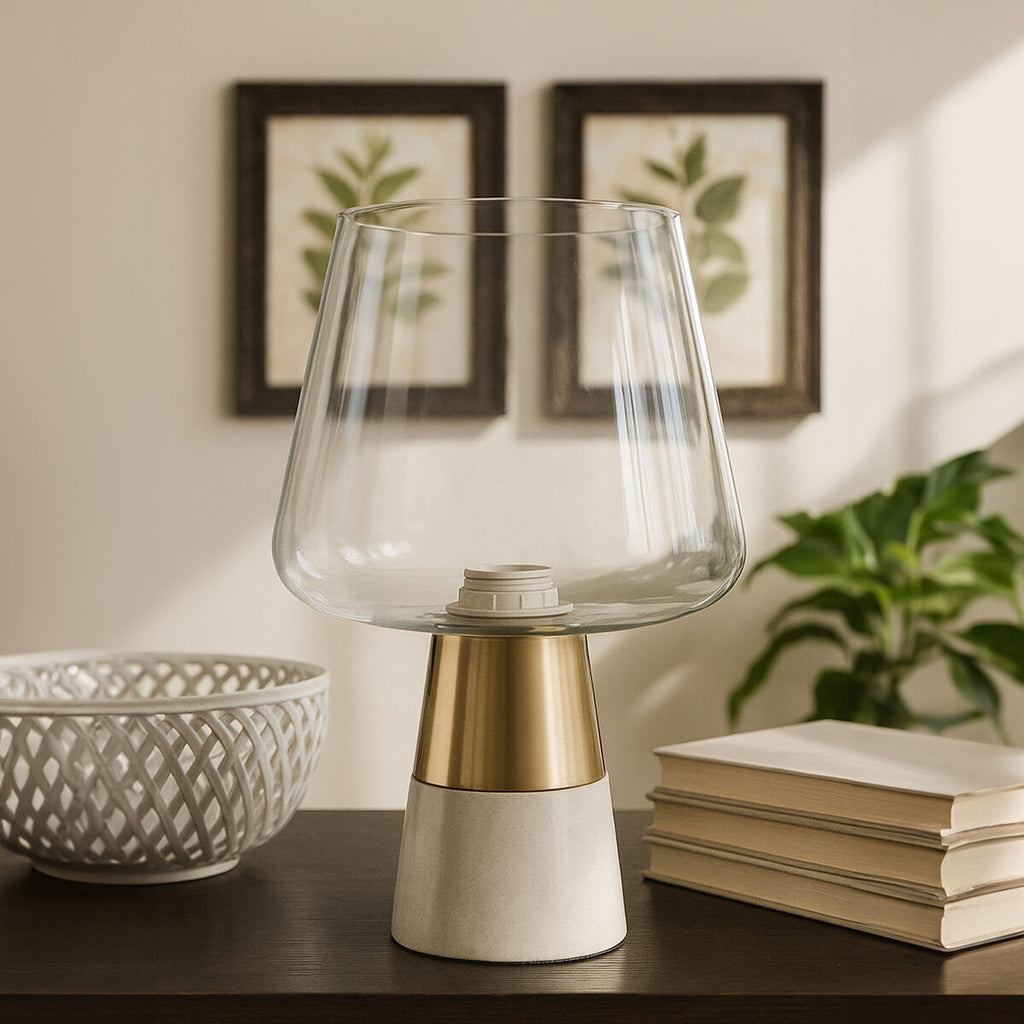 Orsina Sebah Table Lamp – Nordic Glass Shade with Marble Base