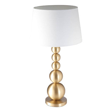 Orsina Senna Stacked Table Lamp – Brushed Brass with Linen Shade