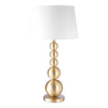 Orsina Senna Stacked Table Lamp – Brushed Brass with Linen Shade