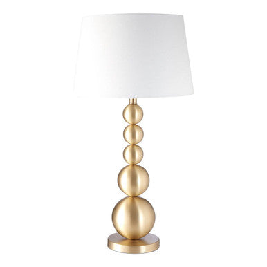 Orsina Senna Stacked Table Lamp – Brushed Brass with Linen Shade