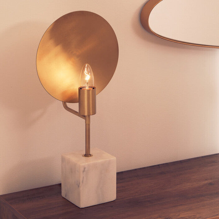 Orsina Saramis Marble Table Lamp – White Marble & Brushed Brass
