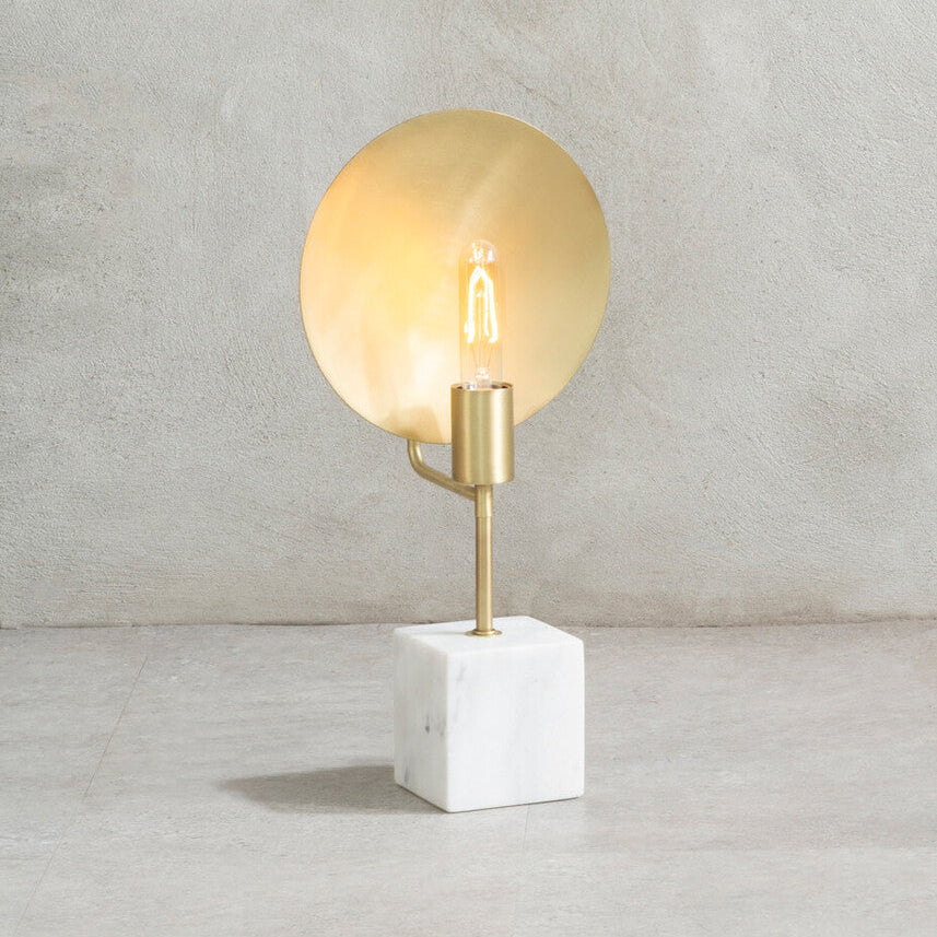 Orsina Saramis Marble Table Lamp – White Marble & Brushed Brass