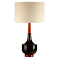Orsina Sirus Ceramic and Wood Table Lamp with Cream Linen Shade