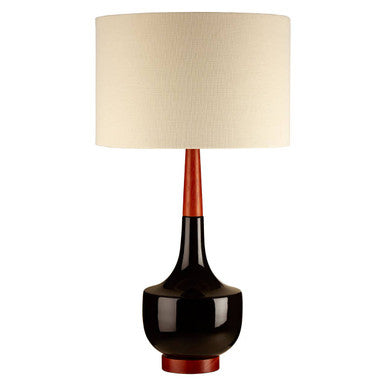 Orsina Sirus Ceramic and Wood Table Lamp with Cream Linen Shade