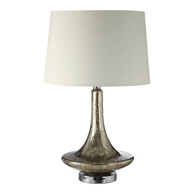 Orsina Mercury Table Lamp – Weathered Glass Base with Silver Pedestal