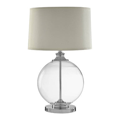 Orsina Edna Small Round Glass Table Lamp with Ivory Silk Shade