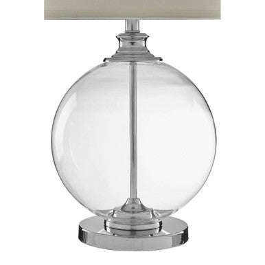 Orsina Edna Small Round Glass Table Lamp with Ivory Silk Shade