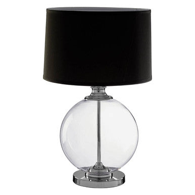 Orsina Edna Small Glass Table Lamp with Black Silk Shade & Chrome