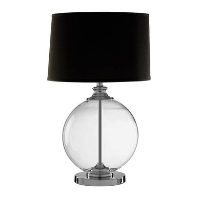 Orsina Edna Small Glass Table Lamp with Black Silk Shade & Chrome