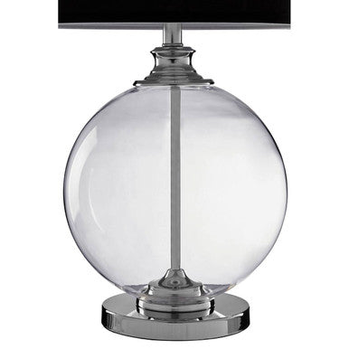 Orsina Edna Small Glass Table Lamp with Black Silk Shade & Chrome