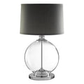 Orsina Edna Glass Table Lamp | Modern Grey Linen Shade & Black Accents