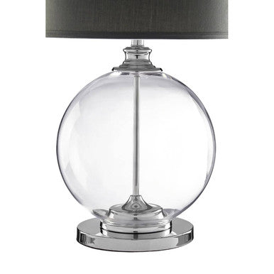 Orsina Edna Glass Table Lamp | Modern Grey Linen Shade & Black Accents