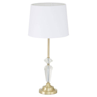 Orsina Hope Table Lamp – Clear Glass Base with Tapered White Shade