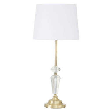 Orsina Hope Table Lamp – Clear Glass Base with Tapered White Shade