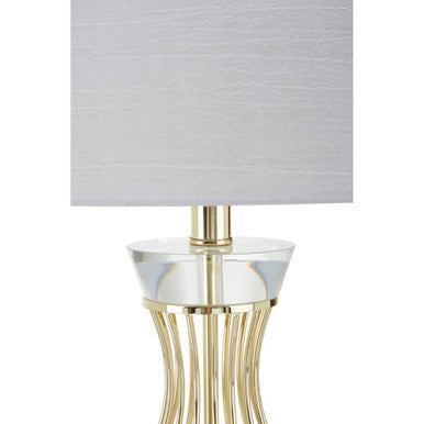 Orsina Hannah Gold Sculptural Table Lamp with Crystal and Grey Shade