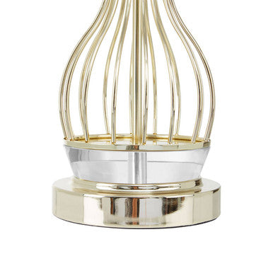 Orsina Hannah Gold Sculptural Table Lamp with Crystal and Grey Shade