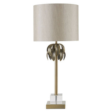 Orsina Herta Antique Brass Palm Tree Table Lamp with Grey Shade