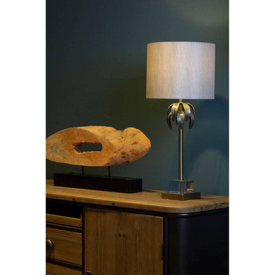 Orsina Herta Antique Brass Palm Tree Table Lamp with Grey Shade