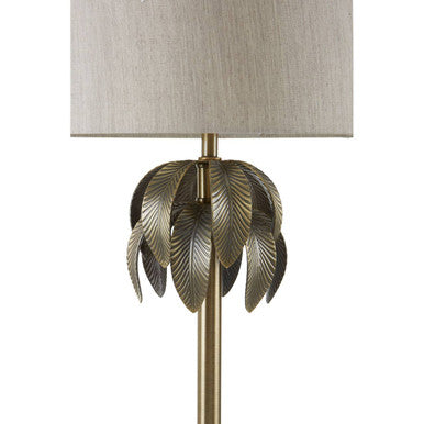 Orsina Herta Antique Brass Palm Tree Table Lamp with Grey Shade