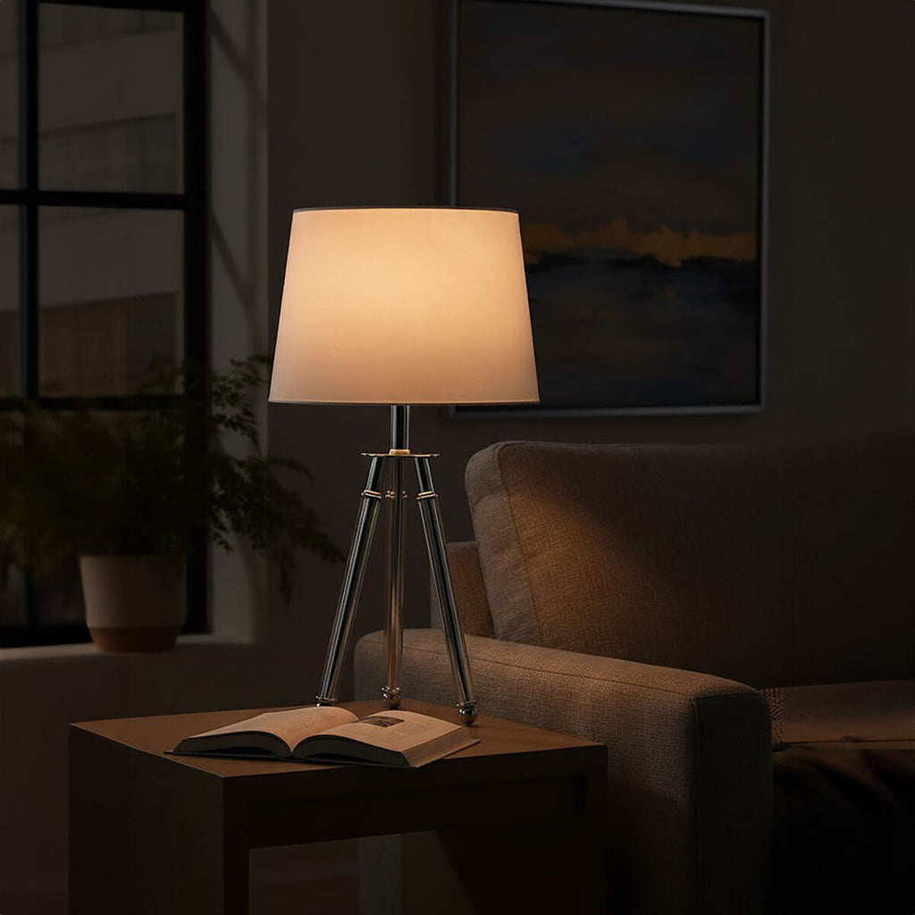 Orsina Halia Tripod Table Lamp – Chrome Finish with Crystal Accents