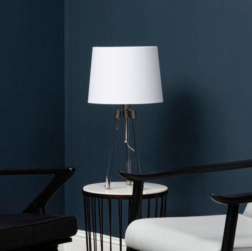Orsina Halia Nickel Tripod Table Lamp with Crystal and White Shade
