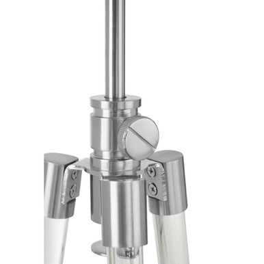 Orsina Halia Nickel Tripod Table Lamp with Crystal and White Shade