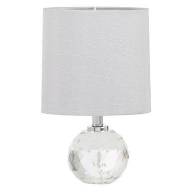 Orsina Helma Crystal Table Lamp – Faceted Base with Grey Shade