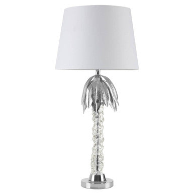 Orsina Halm Palm Tree Table Lamp | Chrome & Crystal Sculptural Base