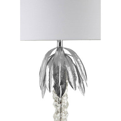 Orsina Halm Palm Tree Table Lamp | Chrome & Crystal Sculptural Base