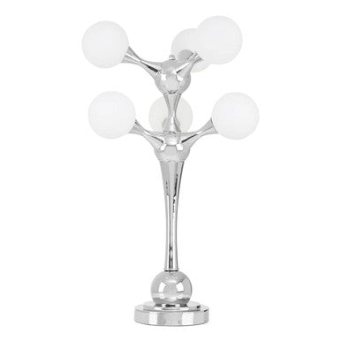 Orsina Heba 6-Light Table Lamp – Chrome with Opal Glass Shades