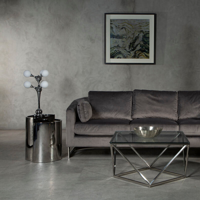 Orsina Heba 6-Light Table Lamp – Chrome with Opal Glass Shades