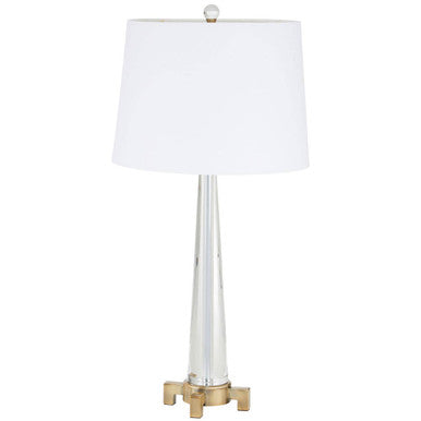 Orsina Hania Crystal Table Lamp – Antique Brass Base with White Shade