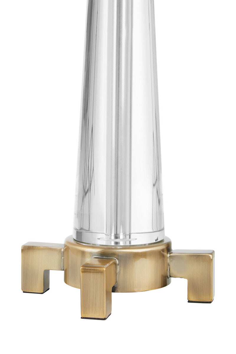 Orsina Hania Crystal Table Lamp – Antique Brass Base with White Shade